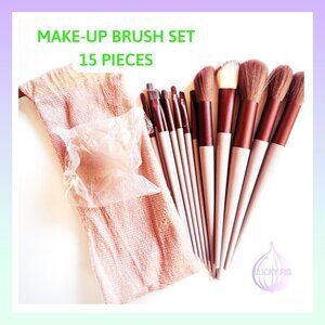MAKE UP BRUSH SET - TAUPE - BROWN - 15 PIECES  - SHIPS QUICKLY